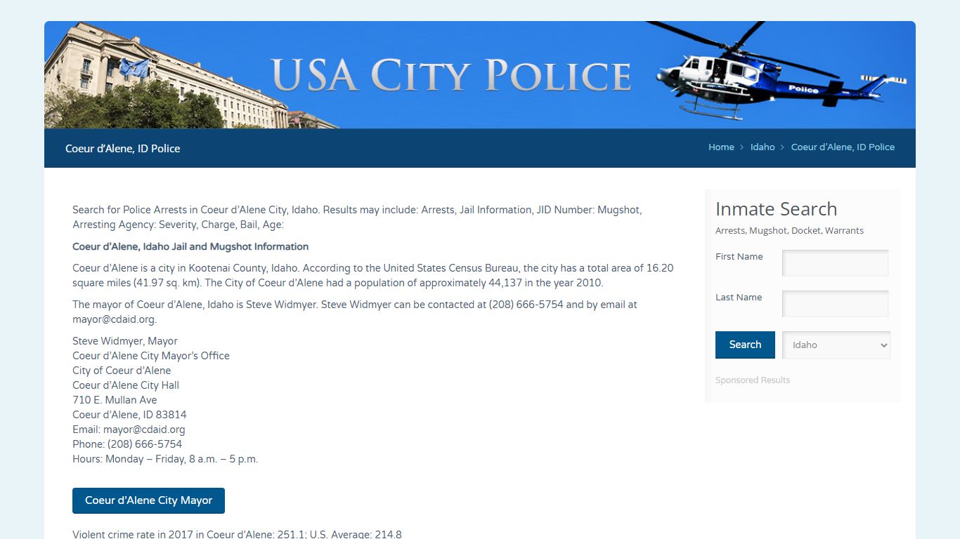 Coeur d’Alene, ID Police | Jail Records